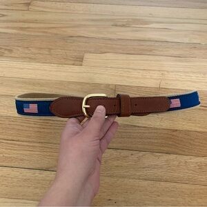 Men’s American Flag Belt Made in USA Leather Brass Buckle Size 34